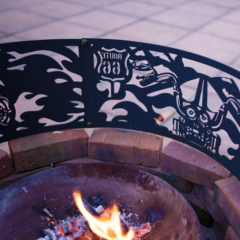 Fire Pit Ring Born To Ride - 4mm thick steel, heat, weather resistant painted