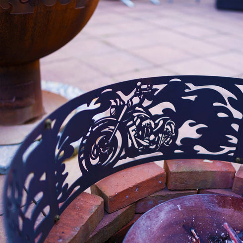 Fire Pit Ring Born To Ride - 4mm thick steel, heat, weather resistant painted