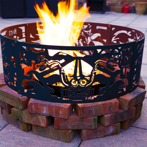 Fire Pit Ring Born To Ride - 4mm thick steel, heat, weather resistant painted