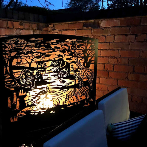 Safari Metal Planter Steel Trough Rectangular Plant Pot with Container 1x1.15m Laser Cut Black Powder Coated Free Standing Privacy Screen Made in UK