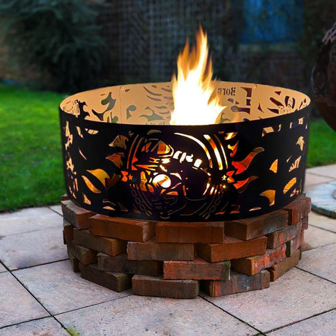 Born To Ride Fire Pit Ring - heat and weather resistant paint, portable `0